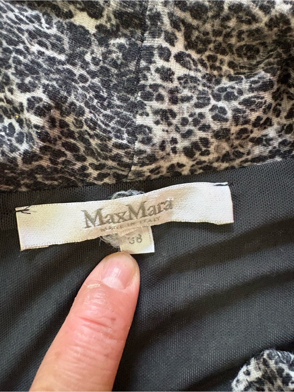 MaxMara grey black leopard print faux wrap stretchy dress sz 38 (sz 4) old money - Picture 2 of 9